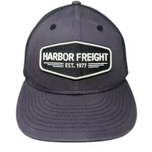 Harbor Freight Trucker Hat Gray Black Snapback OS Embroidered Logo Adjustable